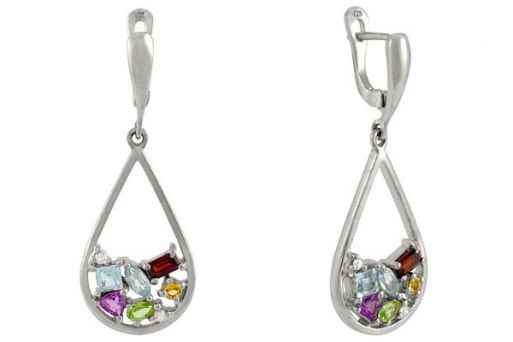 Серьги из серебра с самоцветами.