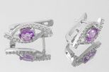 Серьги из серебра с аметистом и фианитами овал 5х7 мм гальярда 59776