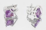 Серьги из серебра с аметистом квадрат 8х8 мм стиль 59784