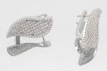 Серьги с фианитами листок. Вес 5,1 гр.