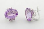 Серьги из серебра с аметистом овал 10х14 мм 60025