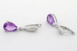 Серьги из серебра с аметистом и фианитами капля 8х12 мм 60029