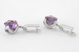 Серьги из серебра с аметистом треугольник 12х12х12 мм 60030