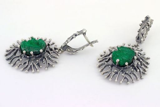 Серьги из серебра с Малахитом.