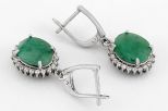 Серьги из серебра с изумрудом и фианитами овал 9х11 мм 60228