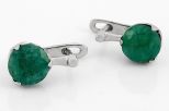 Серьги из серебра с изумрудом круг 8 мм 60233