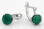 Серьги из серебра с изумрудом круг 8 мм 60233