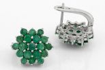 Серьги из серебра с изумрудом 18 кругов 3 мм 60237
