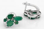 Серьги из серебра с изумрудом 5 камней 60239
