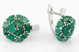 Серьги из серебра с изумрудом 6 овалов 4х6 мм и 6 кругов 4 мм 60240