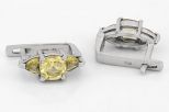 Серьги из серебра с цитрином квадрпт 6х6 мм 2 треугольника 4х4х4 мм 60355