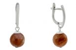 Серьги из серебра с солнечным камнем шар гранёный 12 мм 60555