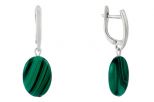 Серьги из серебра с малахитом овалы 13х18 мм 60560