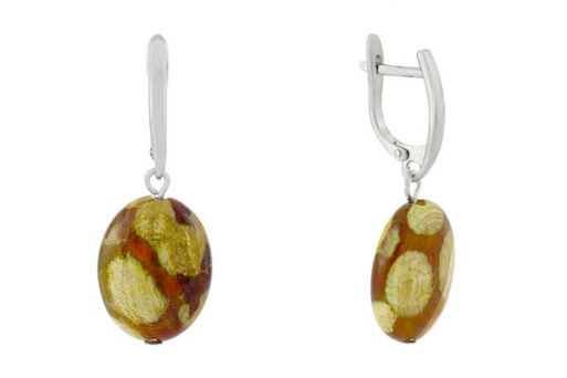 Серебряные серьги с агатом 60565 купить в магазине Самоцветы мира