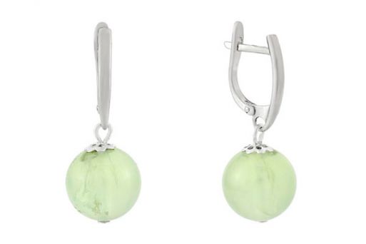 Серьги из серебра с Пренитом.