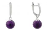 Серьги из серебра с аметистом шар 12 мм 60586