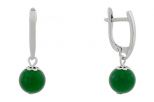 Серьги из серебра с жадеитом шар 10 мм 60590
