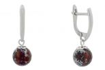 Серьги из серебра с агатом черепаховым шар гранёный 10 мм 60591