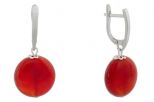 Сердолик серьги из серебра колёсики 18 мм. Вес 10 гр