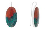 Серьги из серебра с хризоколлой овал 23х43 мм 60708