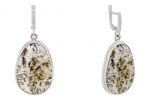 Серьги из серебра с агатом пейзажным капля 22х32 мм 60723
