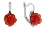 Серьги из серебра с сердоликом чаша роза 11 мм 60764
