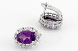 Серьги из серебра с александритом и фианитами овал 8х12 мм 60882