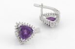 Серьги из серебра с александритом и фианитами треугольник 9х9х9 мм 60890