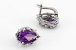 Серьги из серебра с александритом и фианитами капля 8х12 мм 60908