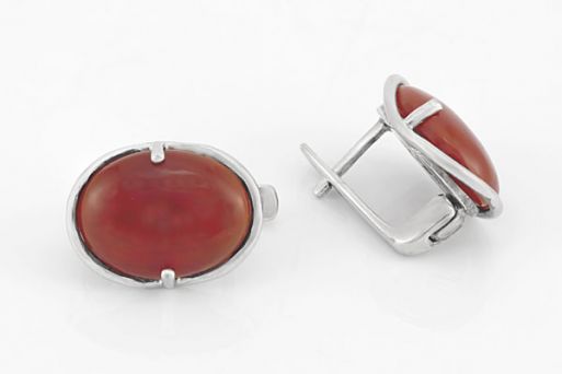Серебряные серьги с сердоликом 60994 купить в магазине Самоцветы мира
