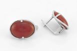 Серьги из серебра с сердоликом овал 12х16 мм 60994