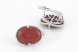 Серьги из серебра с сердоликом овал 12х16 мм 60994
