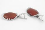 Серьги из серебра с сердоликом овал 18х25 мм 60996