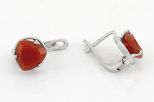 Серьги из серебра с сердоликом треугольник 9х9х9 мм 60997