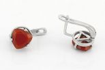 Серьги из серебра с сердоликом треугольник 9х9х9 мм 60997