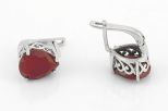 Серьги из серебра с сердоликом капля 10х12 мм 60999