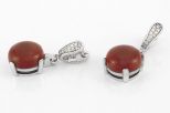 Серьги из серебра с сердоликом и фианитами круг 15 мм 61006