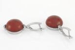 Серьги из серебра с сердоликом и фианитами круг 19 мм 61007