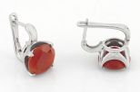 Серьги из серебра с сердоликом круг 12 мм 61009