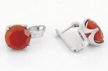 Серьги из серебра с сердоликом круг 12 мм 61009