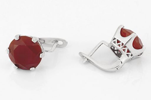Серебряные серьги с сердоликом 61010 купить в магазине Самоцветы мира
