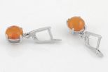 Серьги из серебра с сердоликом круг 10 мм 61012