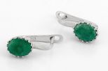Серьги из серебра с изумрудом овал 7х9 мм 61104