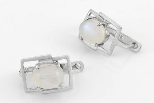 Серебряные серьги с адуляром 61322 купить в магазине Самоцветы мира