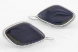 Серьги из серебра с соколиным глазом парус 20х32 мм 61459
