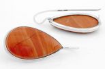 Серьги из серебра с яшмой красной капля 20х30 мм 61463