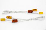 Серьги из серебра с янтарём 3 цилиндра 7 мм 61529