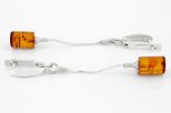 Серьги из серебра с янтарём цилиндр 7х10 мм 61531