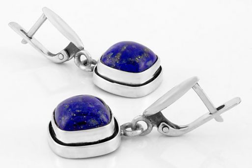 Серебряные серьги с лазуритом 61599 купить в магазине Самоцветы мира
