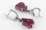 Серьги из серебра с турмалином фантазийные 11х14 мм 61613